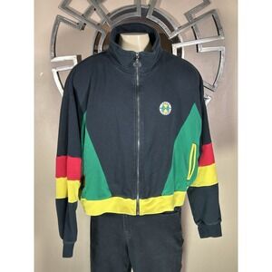 CROSS COLOURS Track Jacket Women 3XL Multi Colorblock Cropped Full Zip